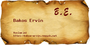 Bakos Ervin névjegykártya